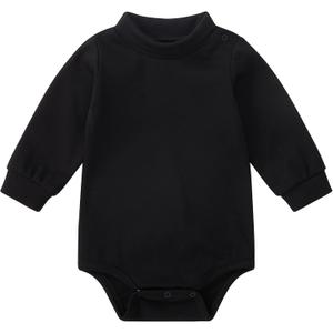 pureborn Unisex Baby Boy Girl Bodysuit Halloween Turtle Neck One-Piece Long Sleeve Bodysuits 18-24 Months Black