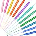 AECHY 12Pcs Dual Tip Markers Pens for Note Taking, Curve Highlighter with 10 Different Curv Shapes & 12 Colors Fine Lines, Colored Curve Pen for Students,Planners,Teachers, Scrapbook Supplies