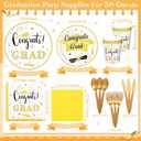 Domensi 400 Pcs 2026 Graduation Decorations Plates and Napkins and Cups Set Serve 50, White and Gold Graduation Party Supplies, Class of 2026 Paper Tableware 9oz Cup Knife Fork Spoon Congrats Grad
