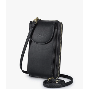 S-ZONE Small Crossbody Bags for Women Cell Phone Purse RFID Blocking Wallet Purses with Credit Card Slots, Black