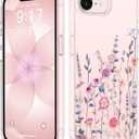 GVIEWIN for iPhone 17e Case & iPhone 16e Case, [Non-Yellowing][Military-Grade Protection] Hard PC&TPU Bumper, Floral Shockproof Protective Clear Phone Case (Floratopia/Colorful)