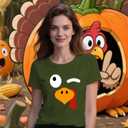Womens Thanksgiving Turkey Shirts Fall Thanksgiving Shirt Turkey Day T-Shirt (Green, L)