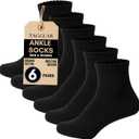 Ankle Socks for Men & Women – 78% Organic Cotton, Moisture Wicking, Arch Support,Cushioned Athletic Comfort (6 Pairs) (Black, S)