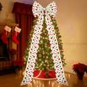 Extra Large 6ft Red Green Christmas Bows Big Christmas Tree Topper Bow Lime Green Velvet Bows Toppers for Xmas Holiday Party Decor Xmas Tree Ribbon Window Mantle Wall Door Decor Indoor Room Decoration