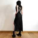 SINROYEE Women High Slit Long Dress Sexy Sleeveless Cocktail Dress Sexy Cutout Bodycon Party Club Cami Dresses (Black, L)