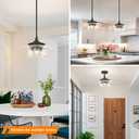 Black 3-Light Pendant Light with 12in Glass Shade, Farmhouse Pendant Lights Kitchen Island, Adjustable Hight & Angle Bathroom Pendant Ceiling Hanging Light Fixtures for Home Bedroom Hallway, 3*E12