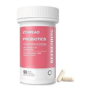 ZOWEAO Women's Dally Probiotics with Cranberry and Ashwagandha 60 Veggie Capsules. Pack of 2 BBD: 10-29-27