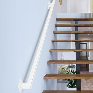 4FT White Industrial Iron Hand Railing, Wall Support Handle for Indoor Stairs & Outdoor Decks, Non-Slip & Rust-Resistant