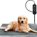 Niubya Pet Heating Pad for Dogs and Cats, Adjustable Temperature and Waterproof Pet Heated Mat with Timer, Electric Heating Pet Bed with Chew Resistant Cord and Soft Washable Cover, 35" x 24" (Grey)