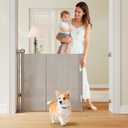 One-Hand Operation Retractable Baby Gates, 59 inch Retractable Gate with Reinforced Strip Design to Prevent Crawling Through, 5 FT Retractable Dog Gate for Stairs, Doorways, Hallways (34" Tall x 59" Wide, Gray)