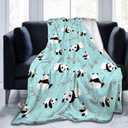 Cute Panda Pattern Throw Blanket Soft Lightweight Cozy Premium Flannel Warm Bed Blanket for Bedroom Living Couch All Seasons 50"X40"