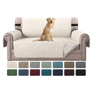H.VERSAILTEX Sofa Protector for Dogs/Cats/Pets Sofa Covers Slipcover Quilted Couch Coveres Loveseat Covers with Non Slip Elastic Strap Water Resistant Seat Width: 83" x 50" (Loveseat, Ivory/Beige), Pack Of 2