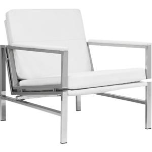 Atlas Modern Accent Chair in Blended Leather, Chrome/White