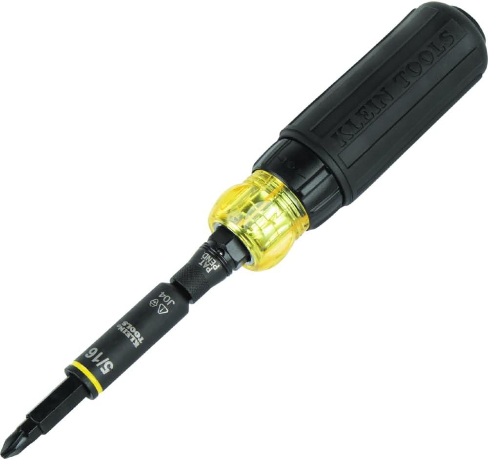 Klein Tools 32500HDRT KNECT Ratcheting Screwdriver, Multi-Bit Screwdriver/Nut Driver, Impact Rated 11-in-1 Tool with Phillips, Slotted, Square and Torx Tips