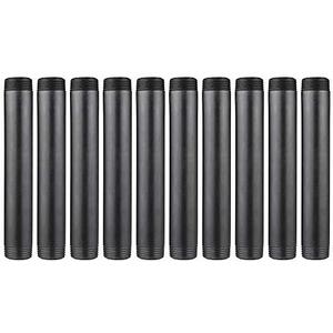 Niubid 10 Pack 1 Inches x 8 ​Inches Black Malleable Steel Nipples Fitting, DIY Steampunk Industrial Vintage Style