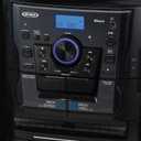 JENSEN Bluetooth 3 Speed Stereo Turntable 3 CD Changer Music System with Dual Cassette Deck, Pitch Control and Remote Control