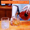 12 Sets Plastic Whiskey Glasses 14 oz Unbreakable Whiskey Drinking Glasses Old Fashioned Cocktail Cups Plastic Water Tumblers Clear Wine Cup Shatterproof Short Tumbler for Indoor Outdoor