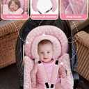 BOMOLOUR Infant Car Seat Insert with Removable Cushion for Baby Preemie Newborn Infant, Reversible carseat Insert Head Body Support Fits for Stroller, Baby Swing, Rocker, Bouncer, Bassinet - Pink