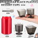 Funnymoom 100 Pack 2oz Mini Dessert Cups with Spoons Small Clear Plastic Dessert Parfait Cup Square Appetizer Pudding Cups Round Goblet Shooters for Pudding Fruit Yogurt Ice Cream Mousse (Black)