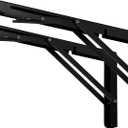 CLT 14" Black Folding Shelf Brackets Max. Load 440 lb, Heavy Duty DIY Wall Mounted Shelf Bracket Space Saving for Table Work Bench, Pack of 2 (14 Inch)