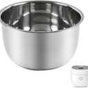 Replacement Rice Cooker 6-Cup Inner Pot Only Compatible with CUCKOO CR-0675FW 304 Stainless Steel Inner Bowl with Multi-Ply Base, Durable Pots for Multi-Cookers, Easy to Clean and Dishwasher Safe