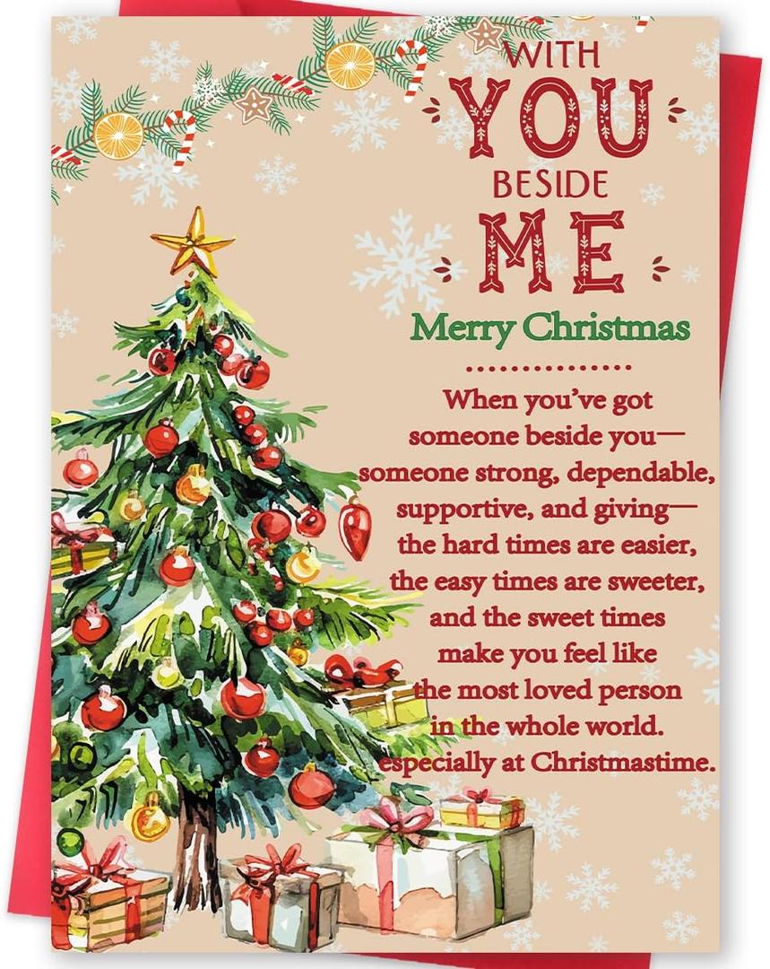 3 x Merry Christmas Card for Husband Wife Boyfriend Girlfriend, Romantic Christmas Gifts for Him Her, Happy Xmas Holiday Card for Women Men (es159)