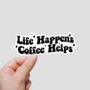 3 x (3Pcs) Life Happens Coffee Helps Inspirational Quote Sticker Waterproof Coffee Lover Stickers for Tumbler Motivational Vinyl Decal for Water Bottle Laptop Phone Notebook Hard Hat Size 3x1.1 Inches