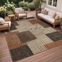 Easy Jute Outdoor Rug 9x12 Rug for Living Room Office, Brown-Orange