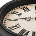 Plumeet Extra Large Retro Wall Clock, 16'' Non Ticking Classic Silent Vintage Wall Clocks Decorative Kitchen Living Room Bedroom, Roman Numerals, Battery Operated, Black