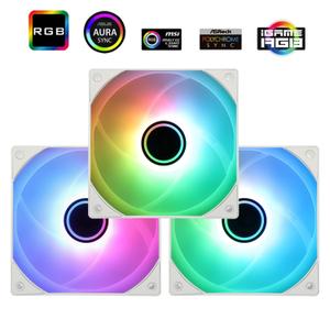 TL-C12W-S V3 x3 Packs Case Fan 120mm ARGB CPU Cooler Fan Comes with ARGB Mirror Light Effect,PC PWM Silent Fan with 1500RPM Speed, White CPU Cooling ARGB Fan