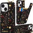 Petitian for iPhone 14/13 Case with Wallet - Women Girls Cute Girly Aesthetic Unique Design Leather Credit Card Holder Cardholder Stand Wristband for iPhone 14/13, Grow Flower