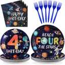 96 Pcs Reach Four the Stars Birthday Party Decorations, Serves 24