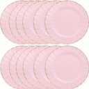 Pink Chargers Plates Set of 12, Plastic Decorative Charge Plates for Dinner, Table Setting, Holiday, Thanksgivng, Christmas