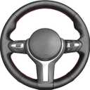 MEWANT Steering Wheel Cover for BMW F87 M2 F80 M3 F82 M4 M5 F12 F13 M6 F85 X2 X5 M F86 X6 M F33 F30 M Sport Microfiber Leather Hand Sewing Steering Wheel Wrap (no stripe + red thread)