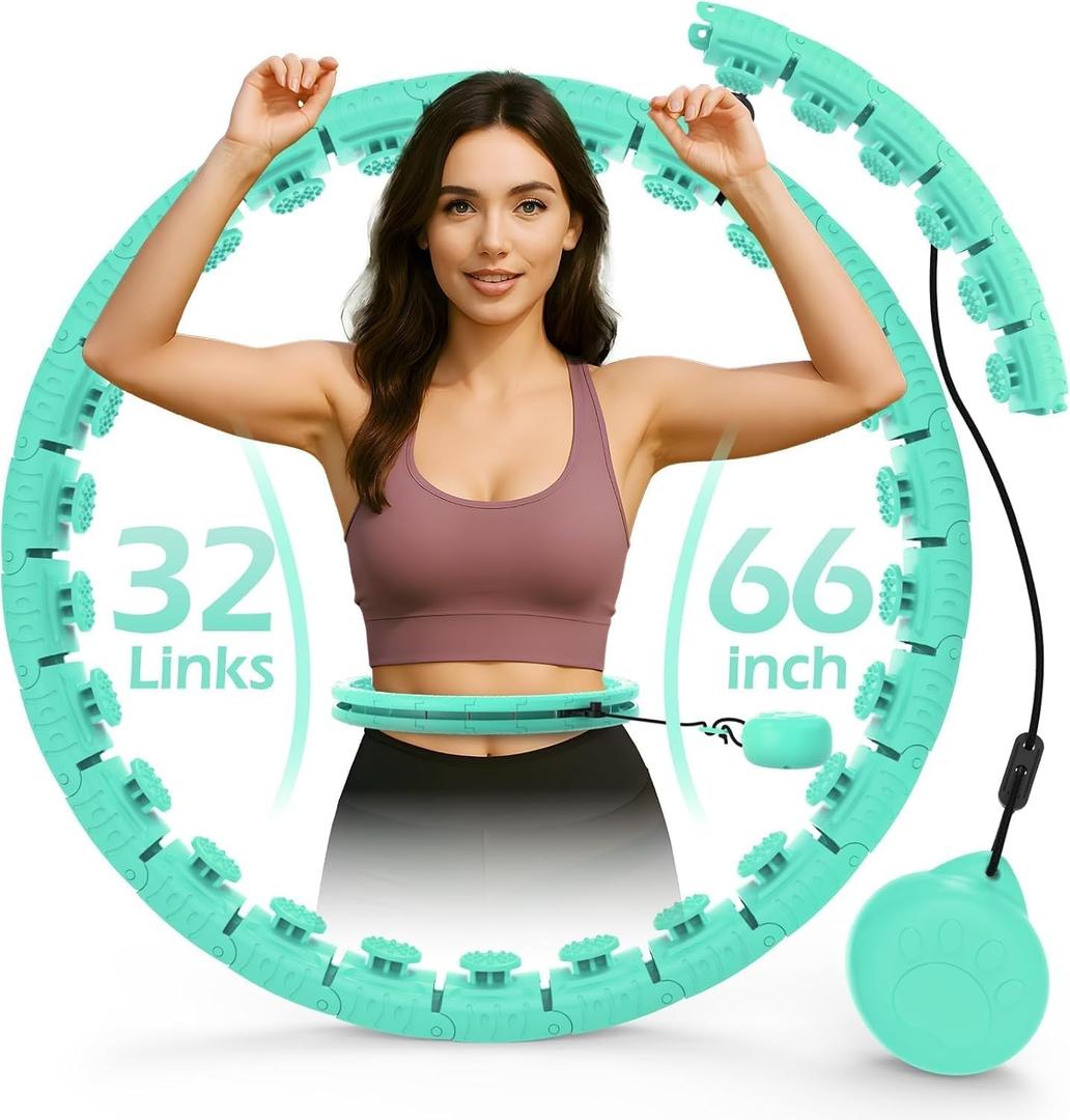 JLoibao Weighted Hula Circle with 26/32 Links(56-66 Inch) for Adults Weight Loss, Infinity Fitness Hoop Plus Size, for Women Smart Exercise Equipment