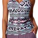Summer Mae Modest Tankini Swimsuits for Women 2026 Two Piece Bathing Suits with Sporty Pockets Boy Shorts for Tummy Control (12, Bohemia)