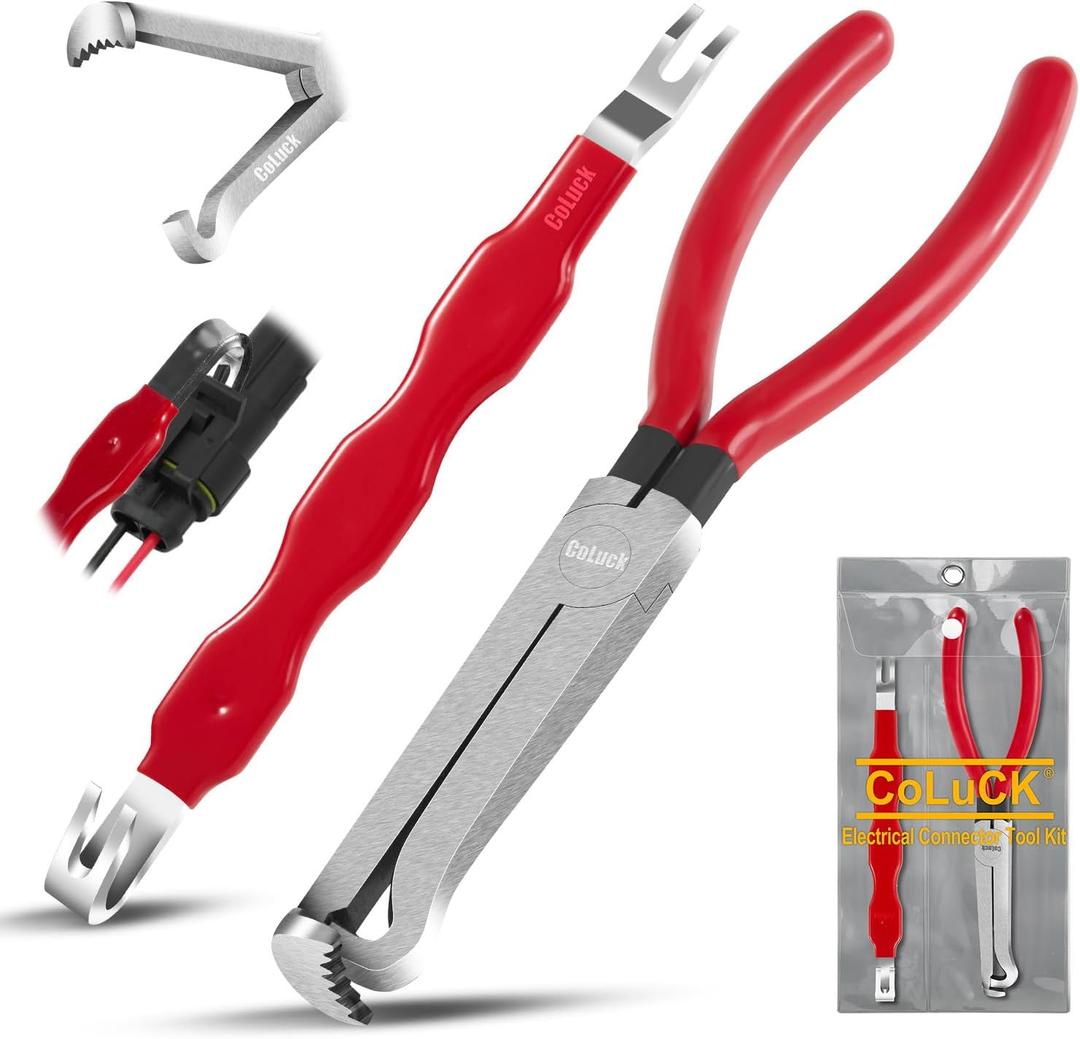 2Pcs Electrical Disconnect Pliers, Electrical Connector Pliers, Electrical Plug Removal Tool Electrical Connector Removal Tool, Automotive Electrical Terminal Connector Separator Removal Tool for Car (Red)