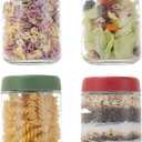 GLATABAM 16 OZ 4Pack, Overnight Oats Jars with Lids, Glass Meal Prep Containers, Airtight Mason Jars for Breakfast, Yogurt Parfait, Salad & Smoothies, Leakproof and Reusable Food Storage Jars(41)