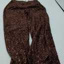 Forever 21 Women's Sequin Velvet High-Rise Pants, Brown