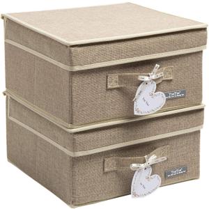 YueYue Foldable Fabric Closet Organizer Bins Box Storage - 2 Pack 12.4 X 12 X 6.7 Inch Storage Bins With Lids Boxes Linen - Bins Storage Box Collapsible Cloth Pack Lid