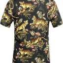 SSLR Mens Short Sleeve Button Down Shirts Casual Summer Hawaiian Shirts for Men (Blue, S)