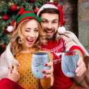 4 Pcs 20 oz Christmas Stemless Wine Glasses Gnome Holiday Wine Glasses Hand Painted Santa Gnome Design Festive Drinkware Mug Cup Gifts Hold Hot Cold Beverages for Xmas Winter Party