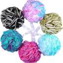 BTYMS 75g/Pc Large Loofahs Shower Sponge, Exfoliating Body Scrubber Shower Scrunchies Mesh Pouf Bath Sponges - Pack of 6