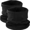 SHEVERCH 2 Pack Neck Warmer for Cold Weather Winter Warm Gaiter Face Mask Men Women Windproof Cover Scarf Ski (Black)