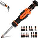 Magnetic Ratcheting Screwdriver Set: 14-in-1 Bits & 1/4" Driver, Multi-Sized Phillips, Slotted, Square, Torx, Hex for Garage & Daily Repair