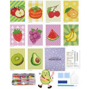 forever young Minigem Diamond Painting Kits Mini Diamond Art Kits, 10Pcs Small Diamond Art Kits for Adults 3-Hour Painting, Postcard-Style Resin Square Drill Diamond Painting Kits 5x7 Inch (Fruit)