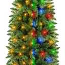 Dual Color Change & Timer 6Ft Prelit Artificial Slim Christmas Tree, 240 Warm White&Colored Lights, 658 Thick Branch Tips, 8 Mode, Fire-Resistant, Metal Stand, UL Plug, Hinged Christmas Xmas Tree Decor