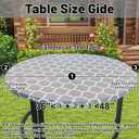 Eiszhjk Round Fitted Tablecloth with Elastic - Vinyl Table Cloth for 36"- 48" Tables, Wipe Clean Flannel Backed, Non-Slip Picnic Table Cover for Dining, Camping, Indoor and Outdoor, Grey and White