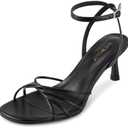 wetkiss Womens Sandals Round Open Toe Kitten Heels Adjustable Ankle Strap Low Heels Heeled Sandals for Women Summer Dress Shoes Not Suitable for Wide Feet 8