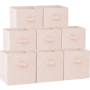 Criusia Storage Cubes - 13 Inch Heavy Duty Fabric Storage Bins for Shelves Closet Cube Organizer - 8 Pack Collapsible Cube Storage Bins Baskets for Clothes Blankets Toys - Nursery Organization (Peach Pink)